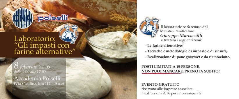 Featured image for “Laboratorio “Gli impasti con farine speciali” organizzato da CNA e Polselli Spa”
